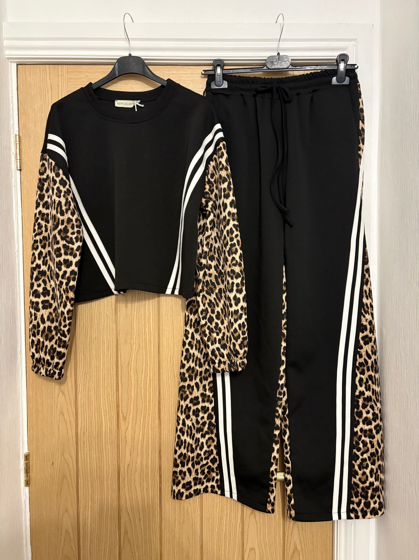 Leopard Panel Stripe Lounge Set