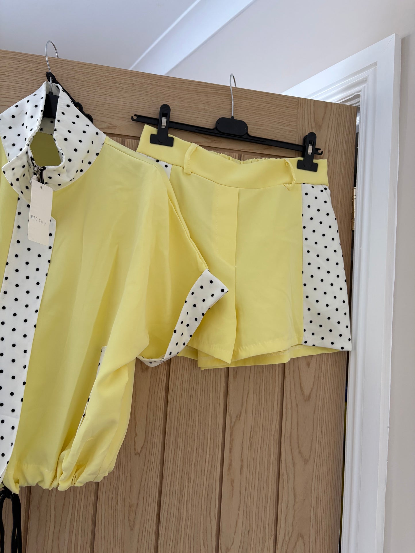 Lemon polka dot shorts set