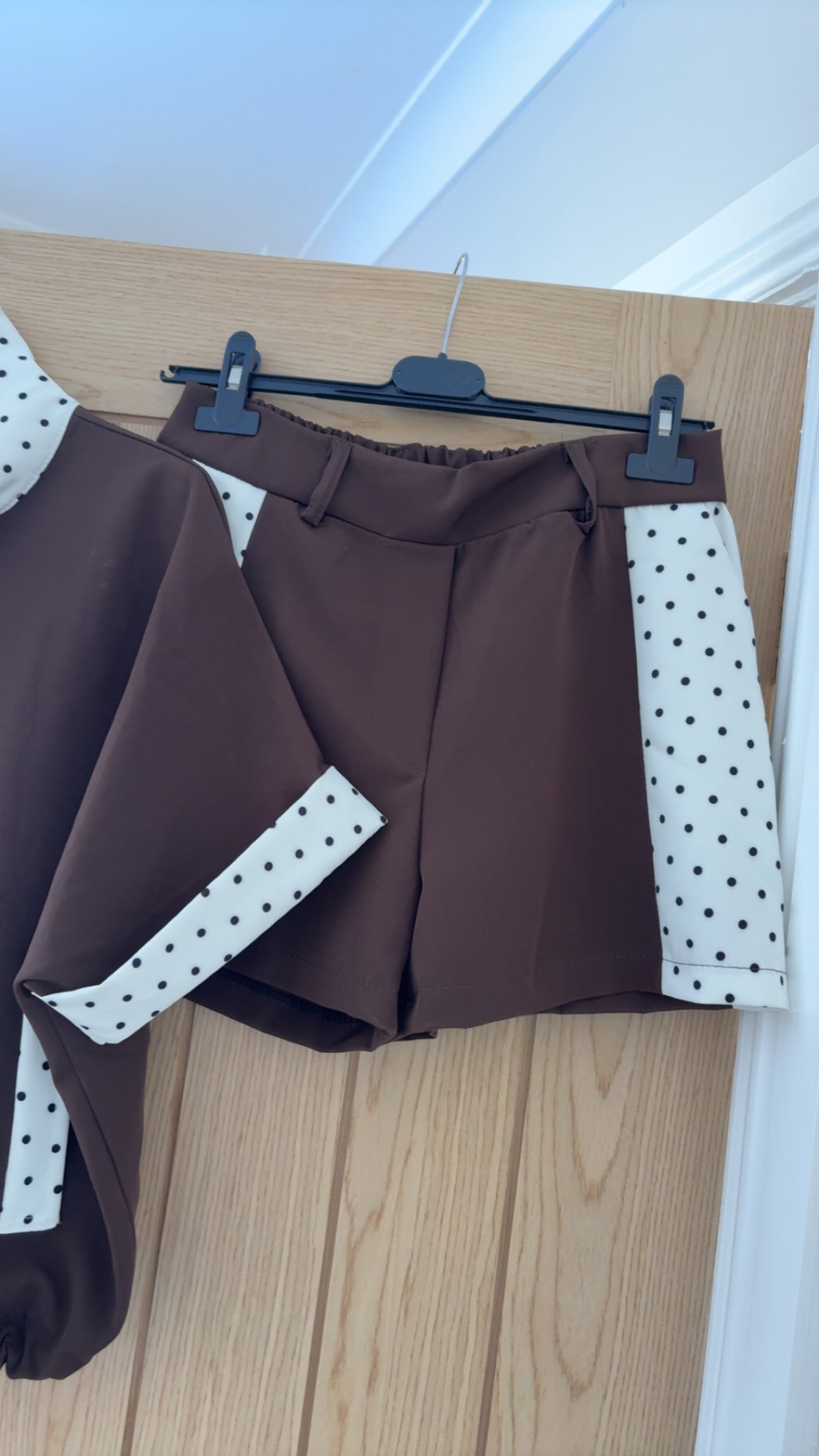 Chocolate polka dot shorts set