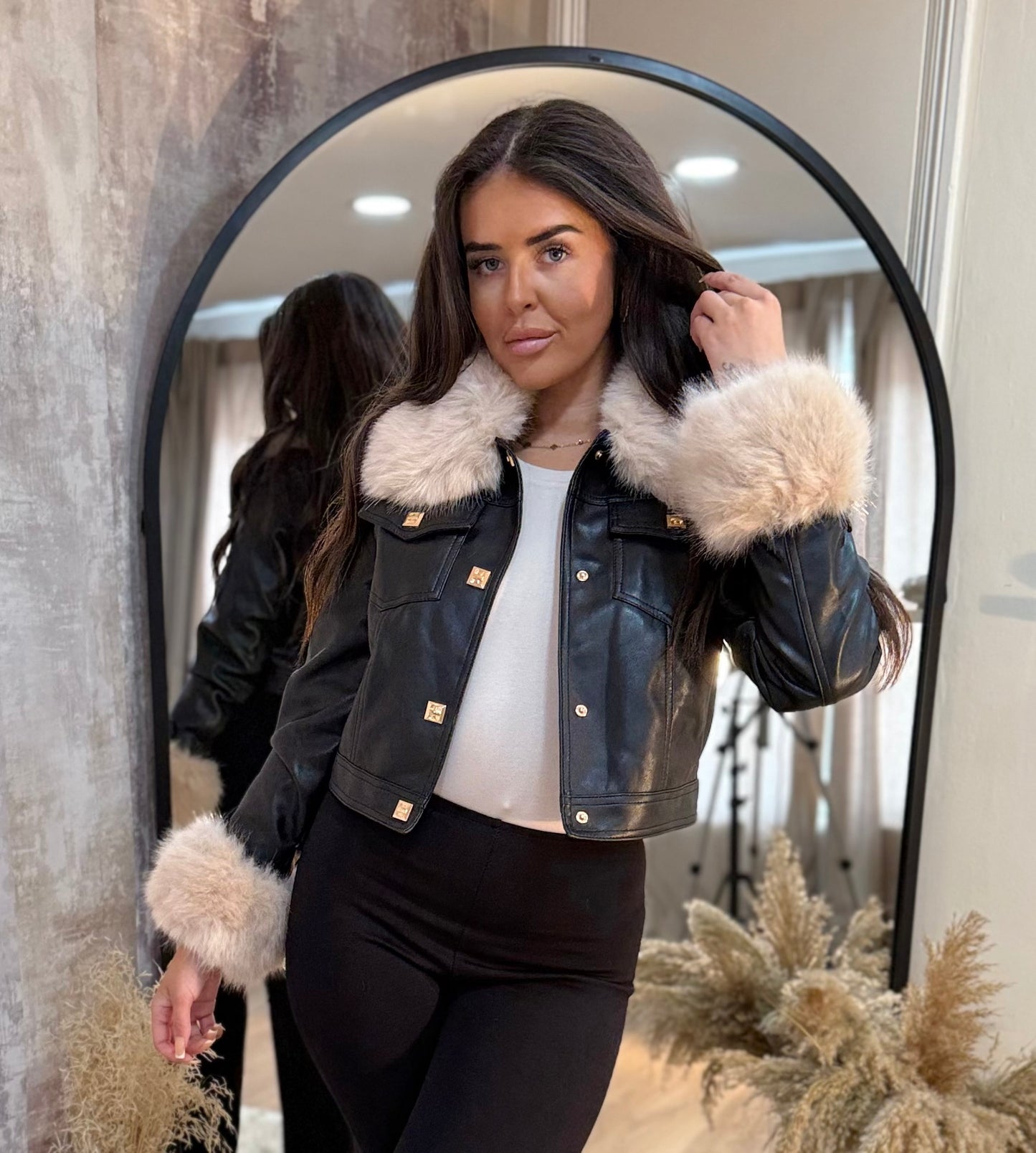 Faux leather fur coats