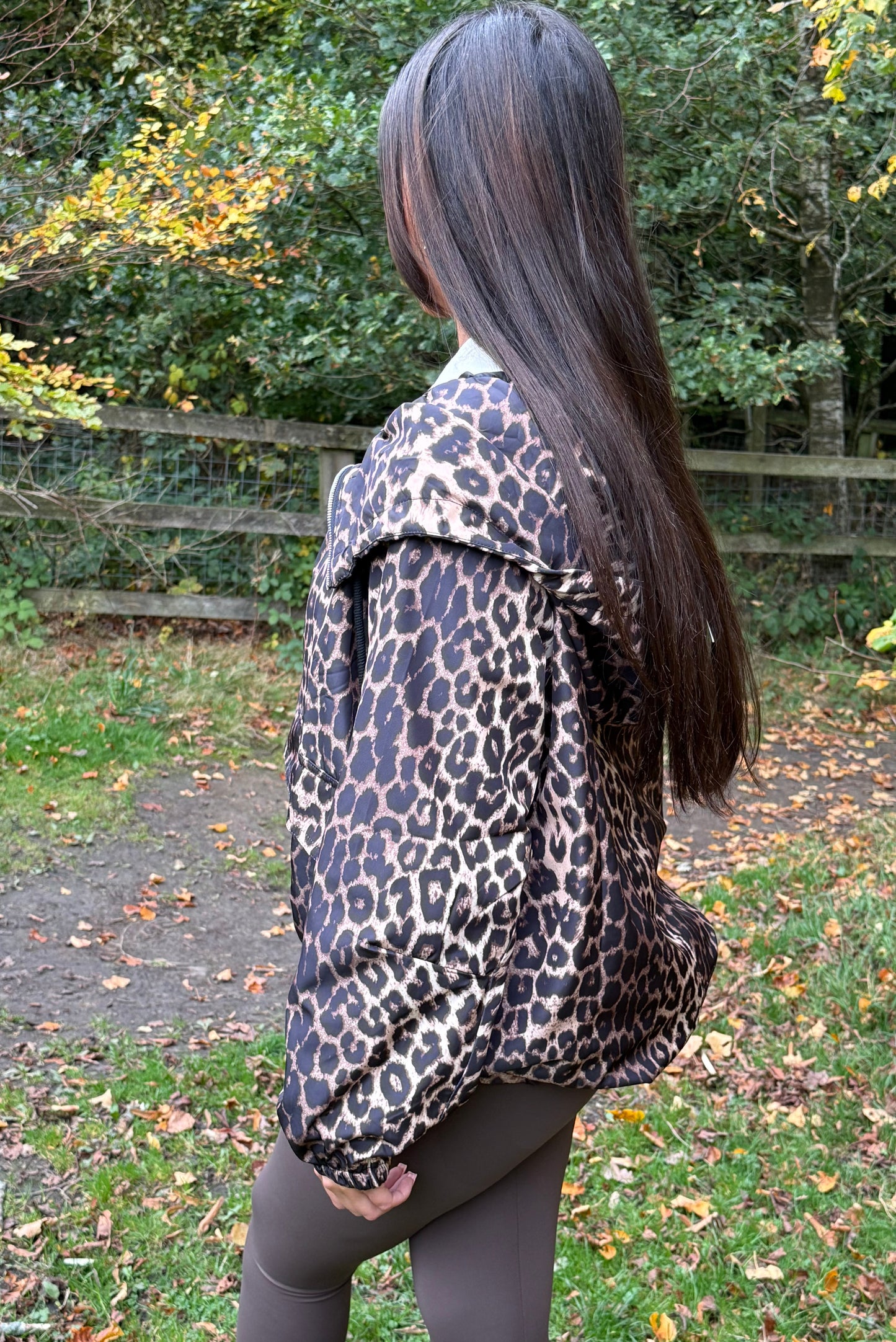 Leopard Print Hooded Windbreaker Jacket
