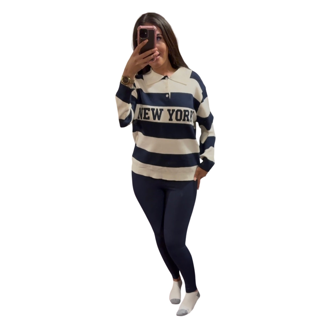 New York Slogan Collar Sweatshirt