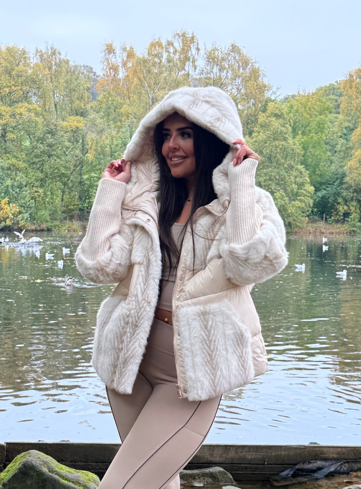 Quilted Faux Fur Puffer Coat
