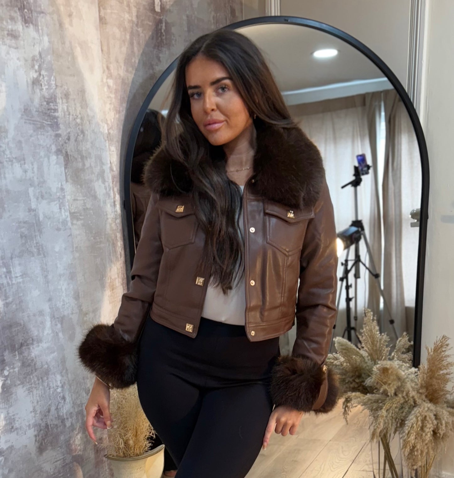 Faux leather fur coats