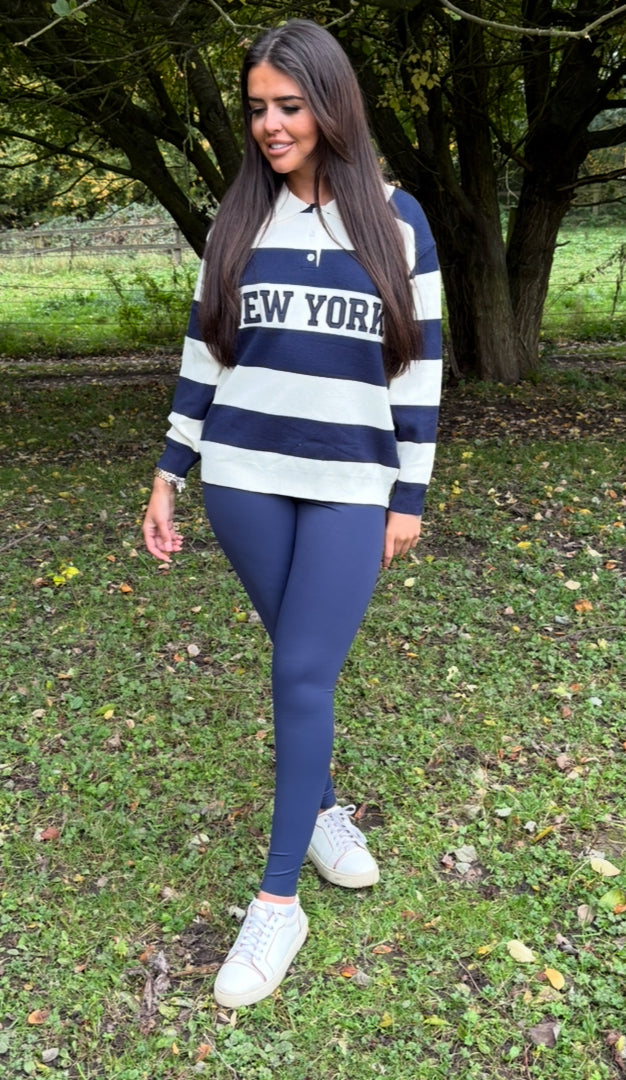 New York Slogan Collar Sweatshirt