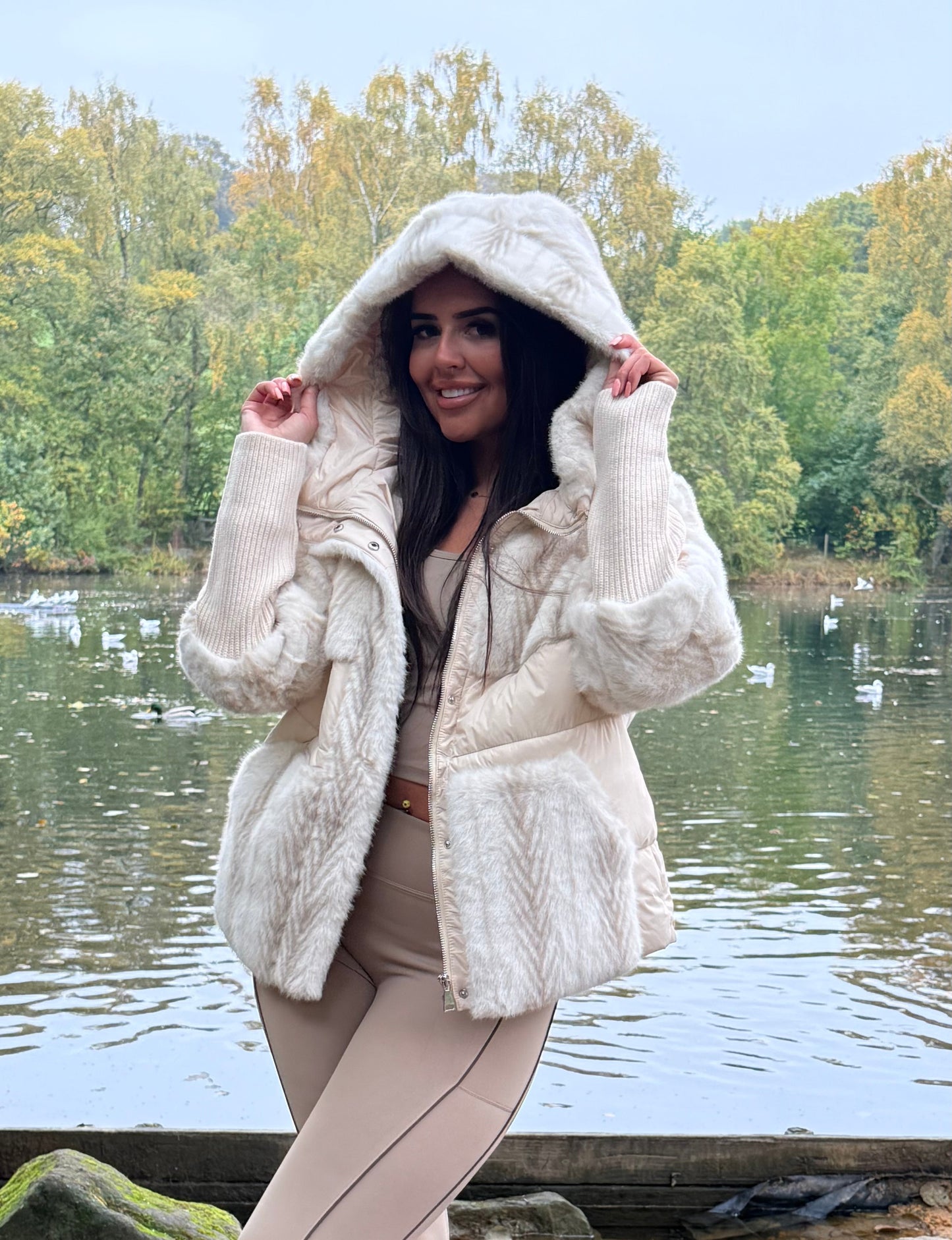 Quilted Faux Fur Puffer Coat