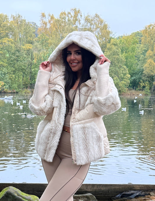 Quilted Faux Fur Puffer Coat