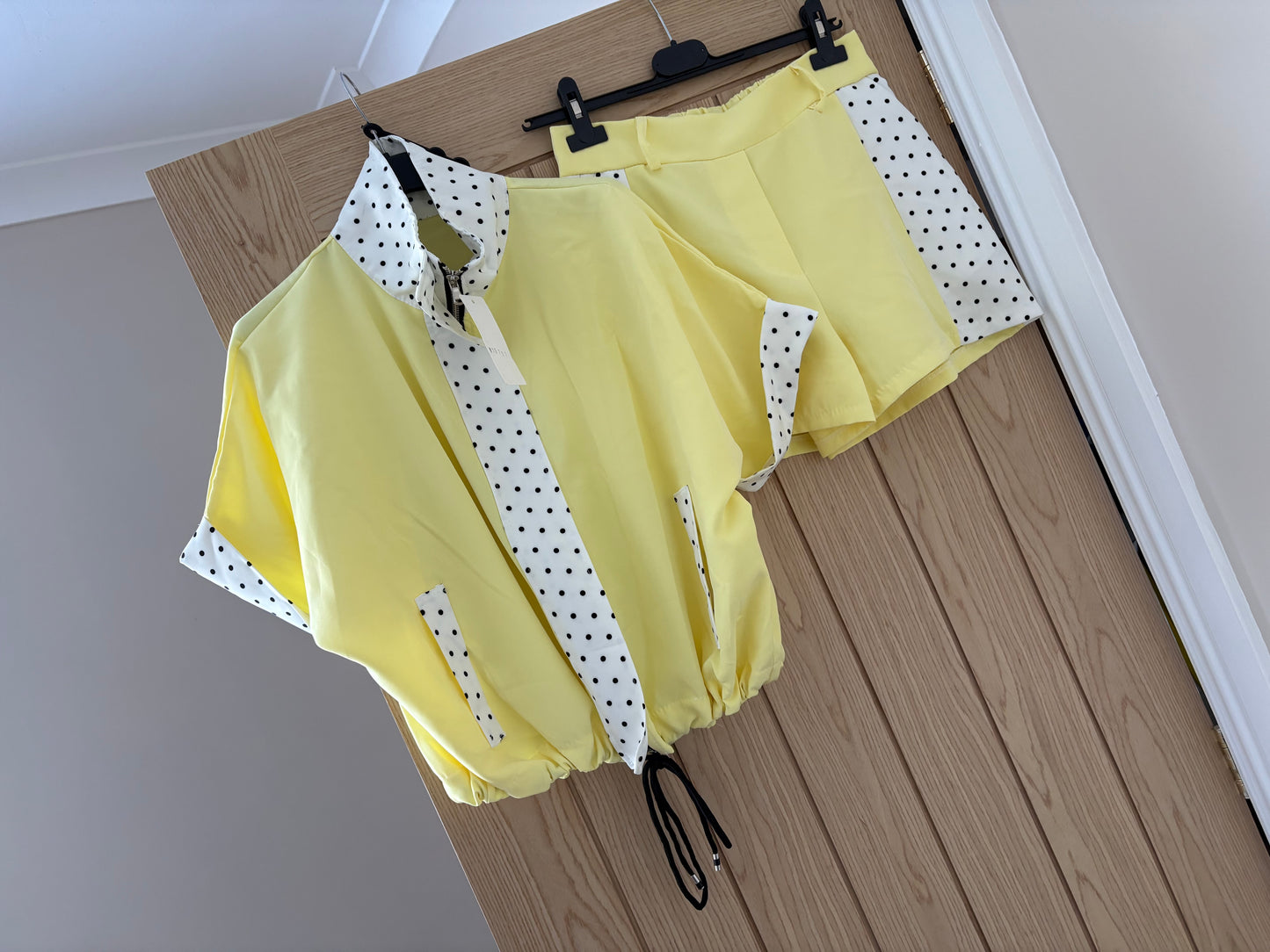 Lemon polka dot shorts set