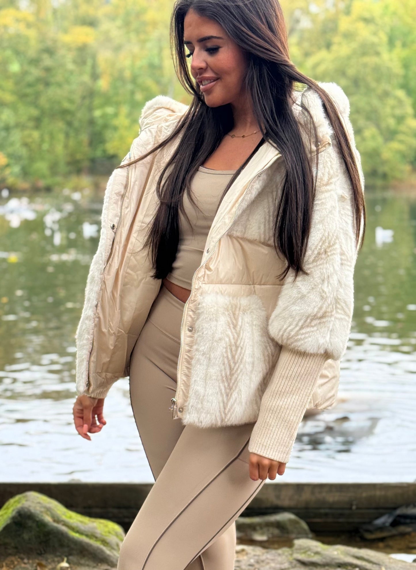 Quilted Faux Fur Puffer Coat