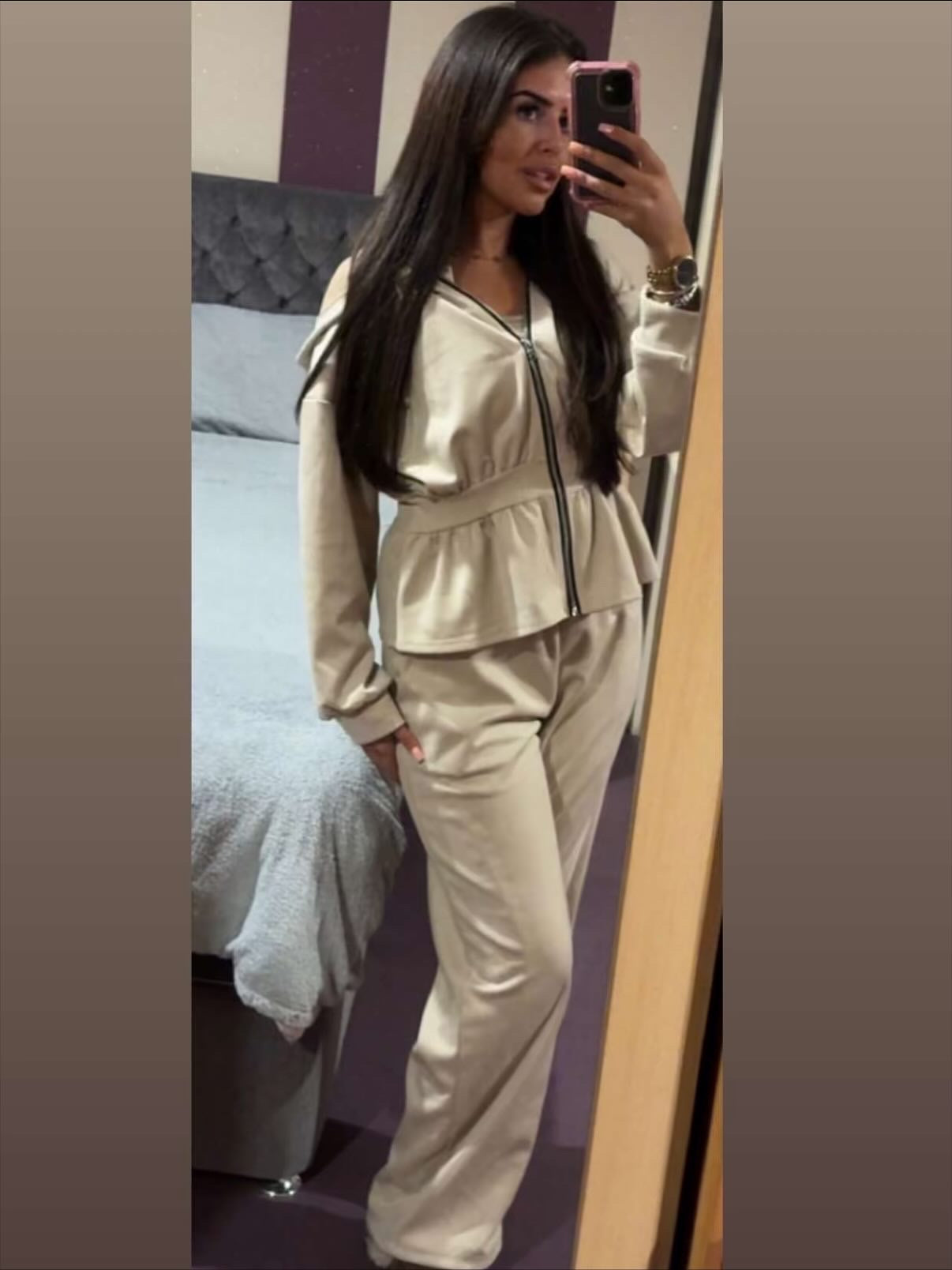 Velour peplum style loungewear