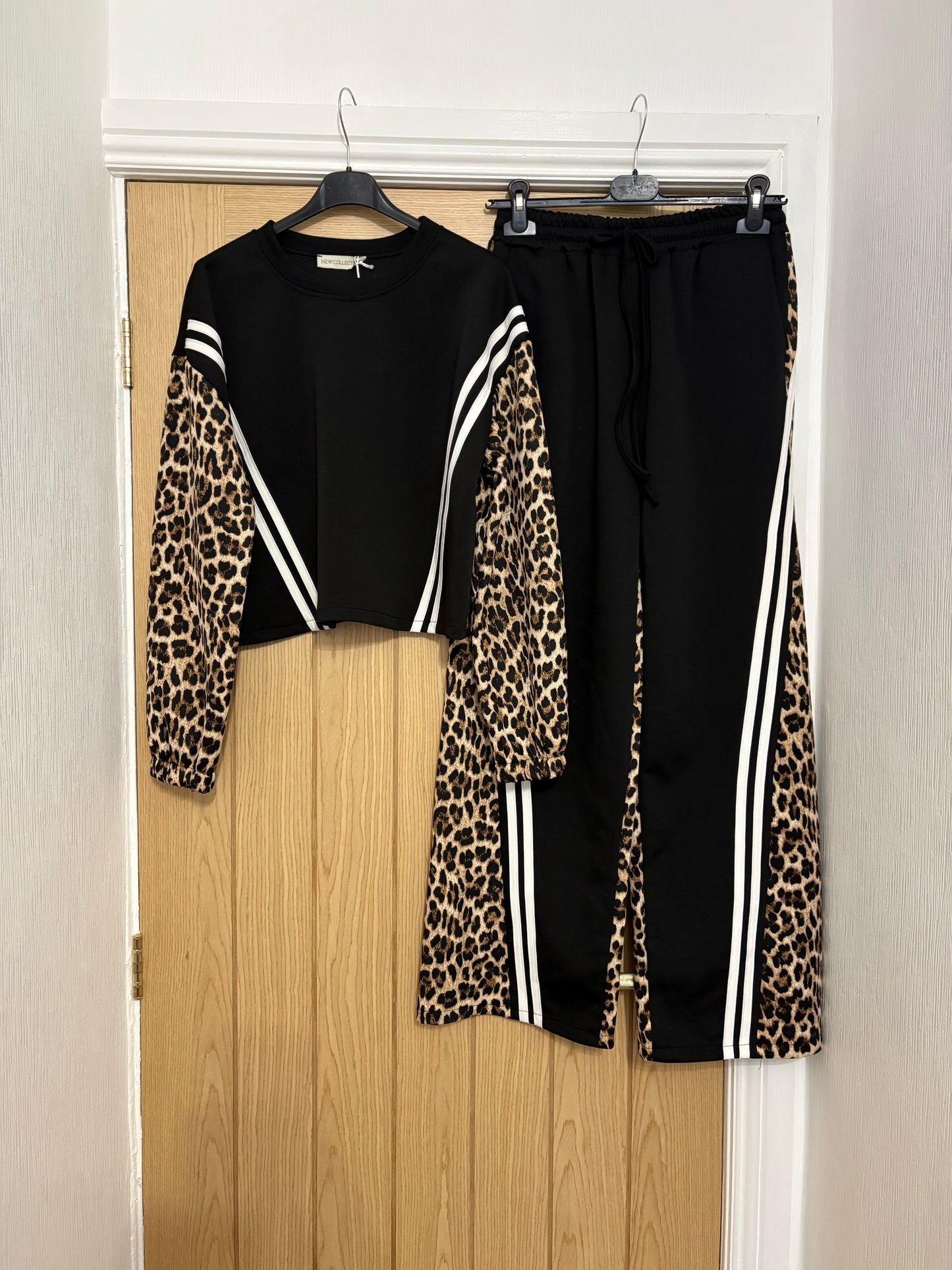 Leopard Panel Stripe Lounge Set