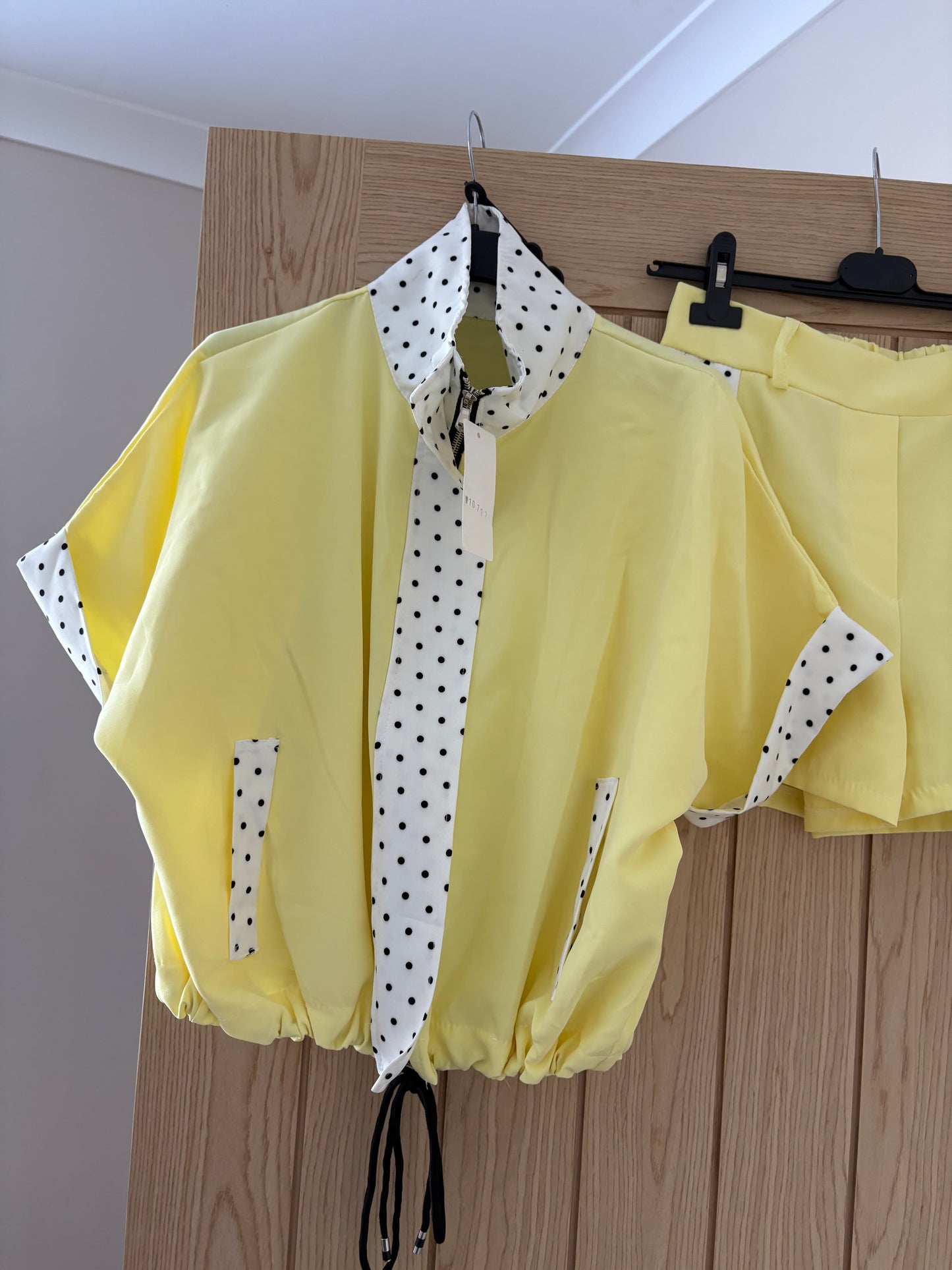 Lemon polka dot shorts set