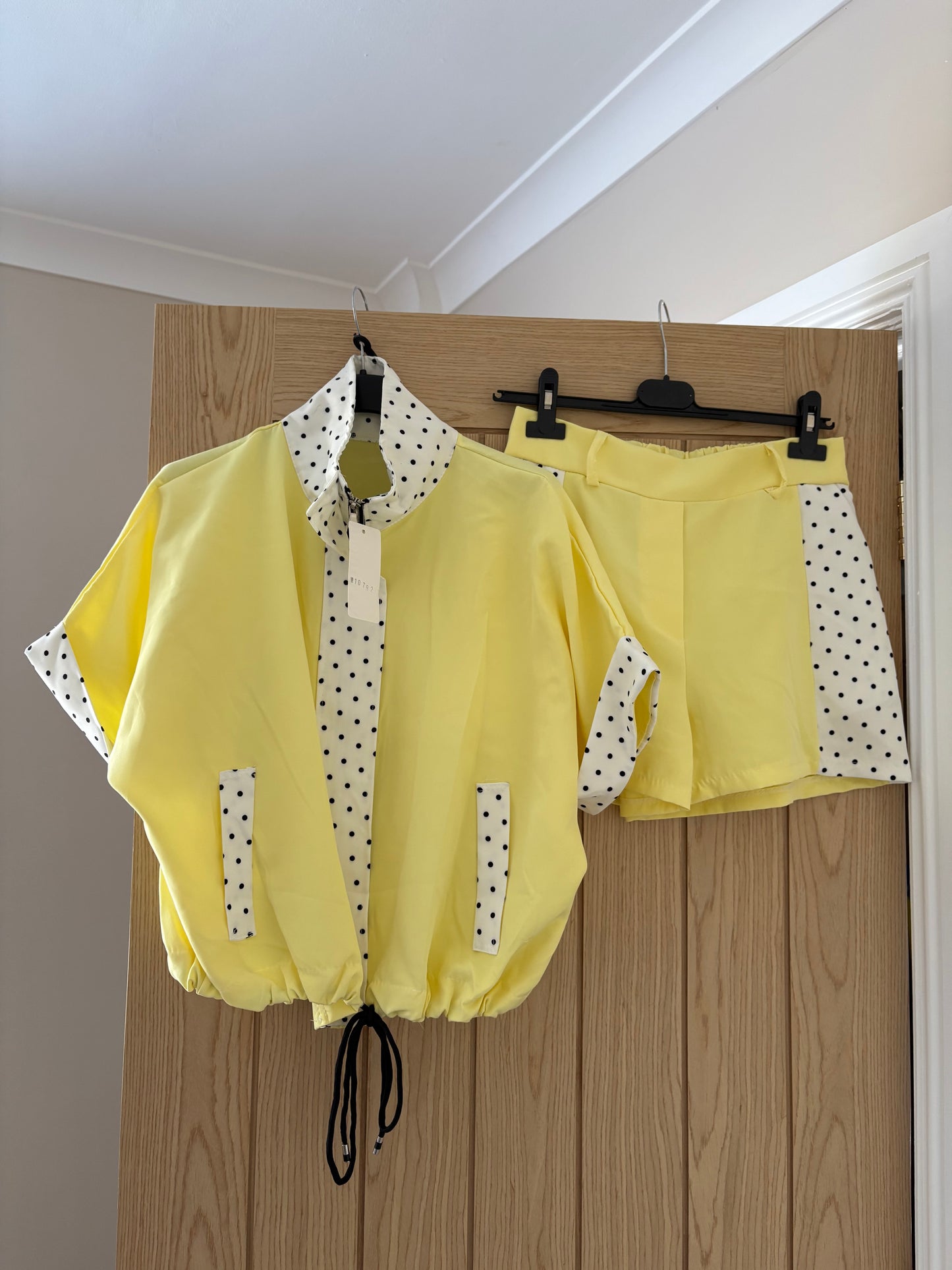 Lemon polka dot shorts set