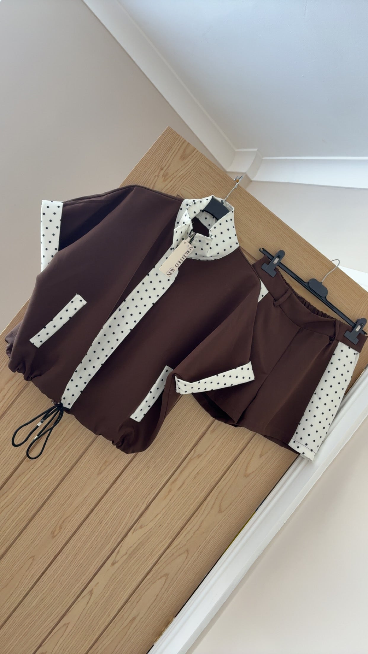 Chocolate polka dot shorts set