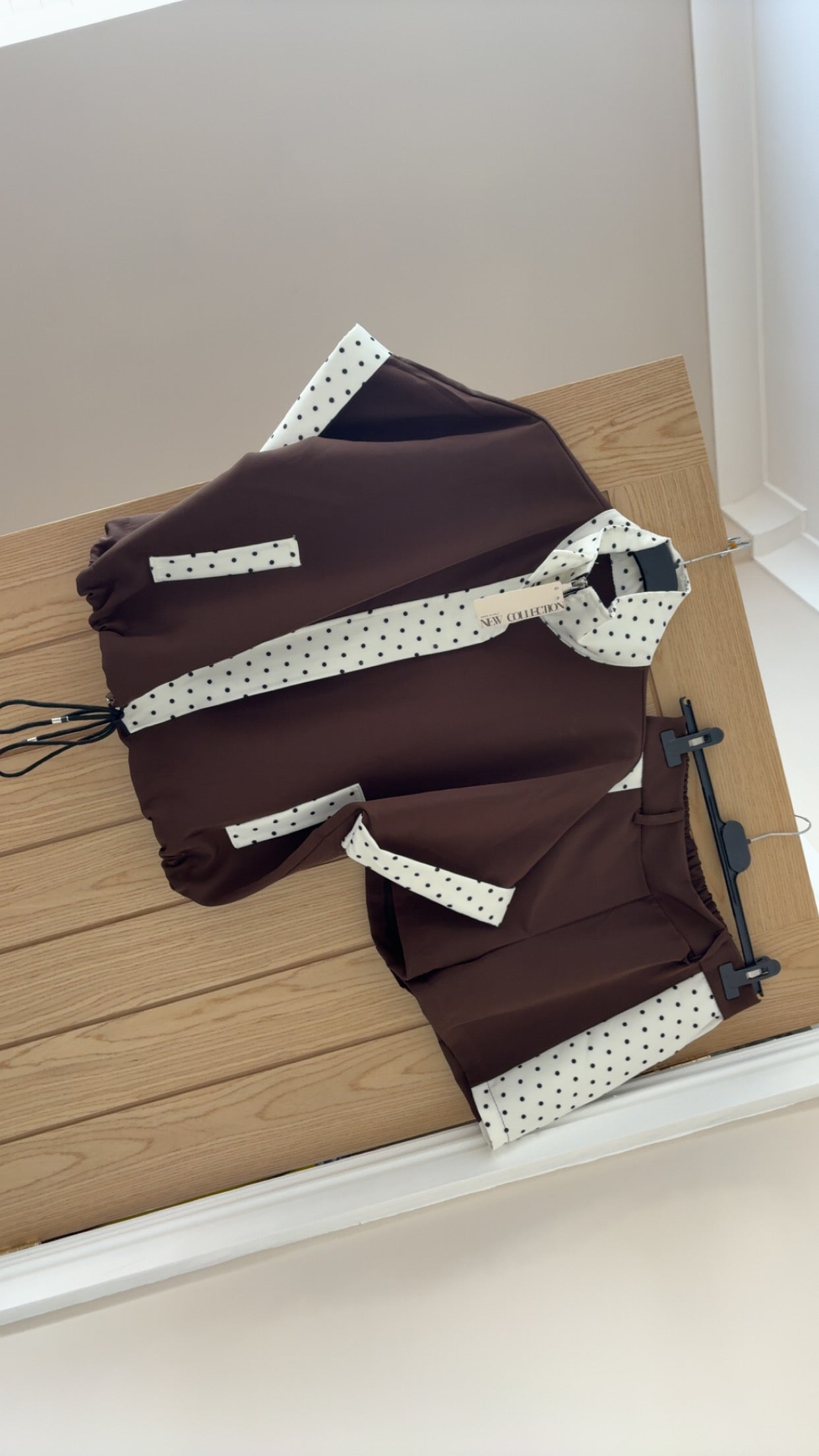 Chocolate polka dot shorts set