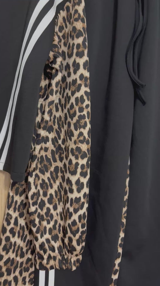 Leopard Panel Stripe Lounge Set